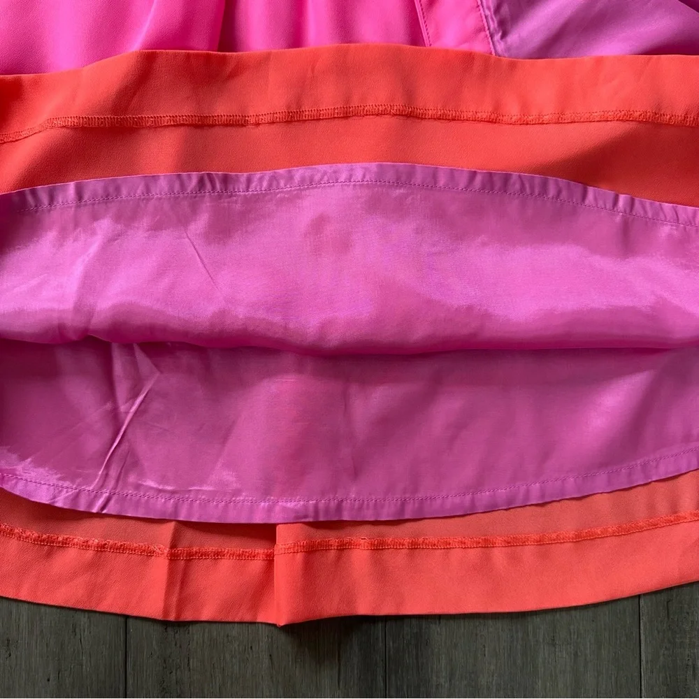J. Crew Factory Bright Pink Orange A-Line Colorblock Mini Skirt Size 2